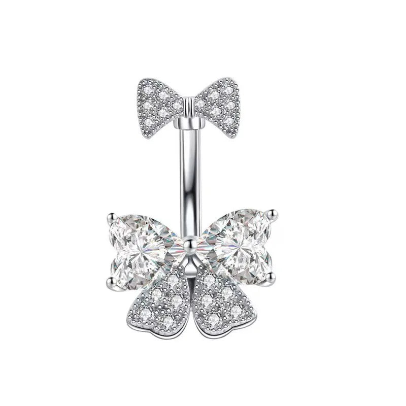 1PCS Pink Crown Belly Button Rings Jewelry Stainless Steel Heart Navel Piercing Barbell Crystal Cute Belly Rings for Women Girls